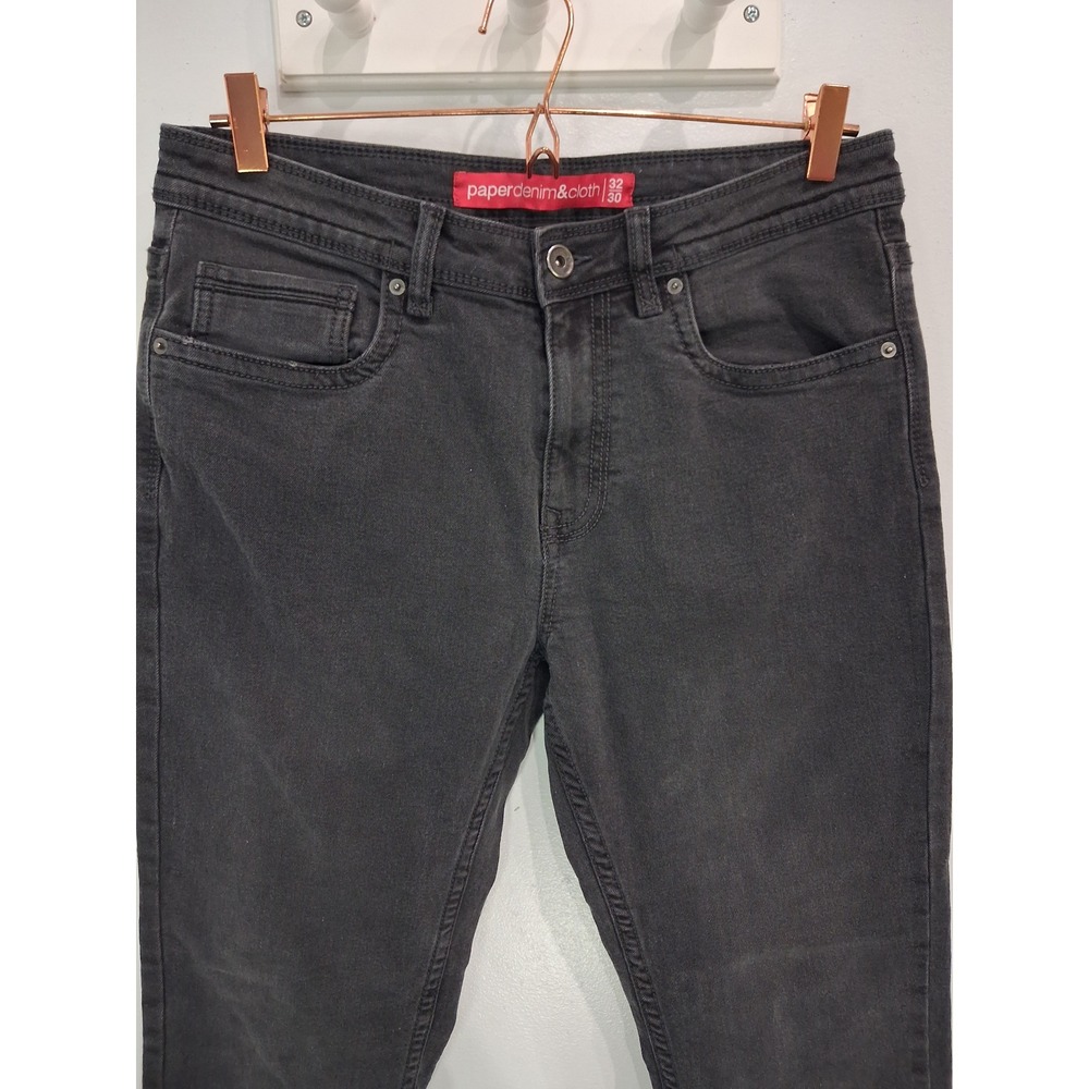 Paperdenim&cloth Mens Slim Straight Jeans Faded Black Stretch 32x30 (Actual 29) - Picture 2 of 6